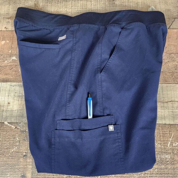 Figs Axim Mens XL Blue 7 Pockets Medical Scrub Pants Athletic Waistband Drawcord - Picture 7 of 10